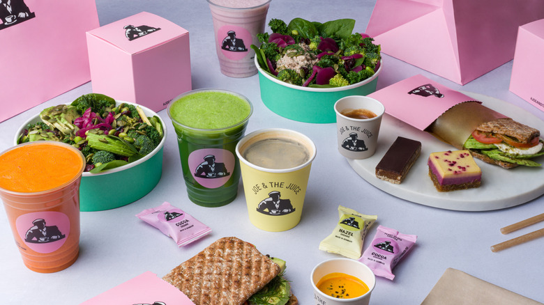 a giant spread of Joe & The Juice products