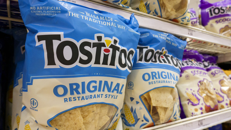 Tostitos bags on a supermarket shelf