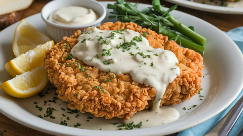 chicken fried steak with white gravy