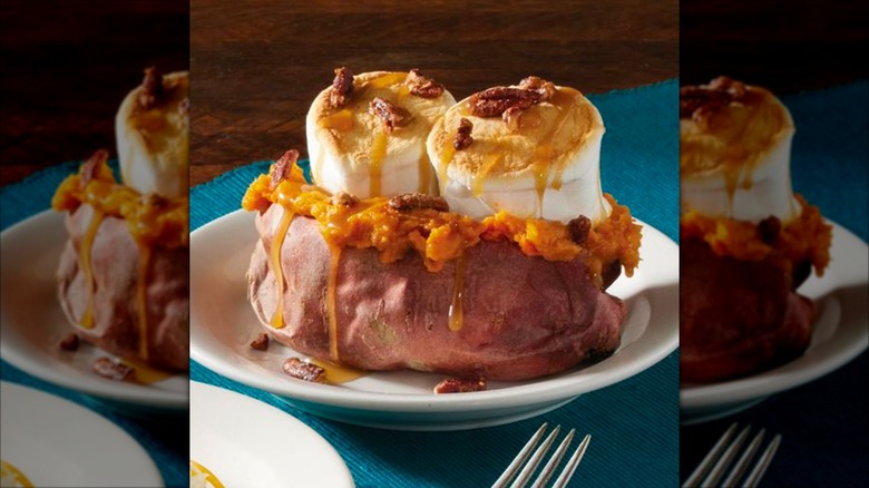 Cracker Barrel Old Country Store loaded baked sweet potato with marshmallow on top