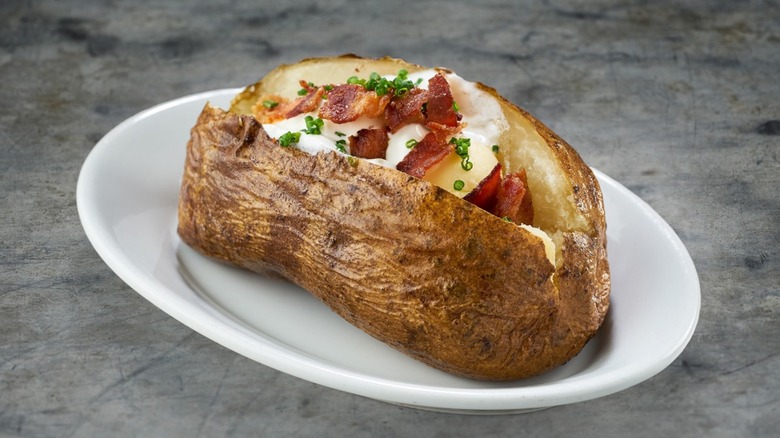 Ruth's Chris Steak House baked potato with bacon and chives