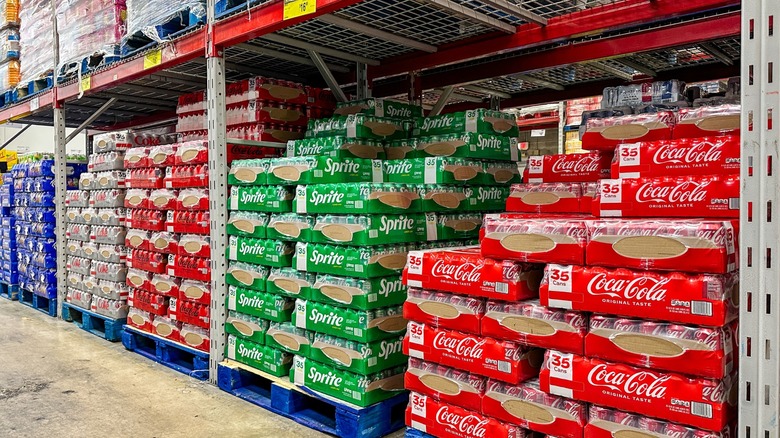 Merrillville, IN USA - July 7, 2025: Cases of Coca Cola products at a Sam's Club store