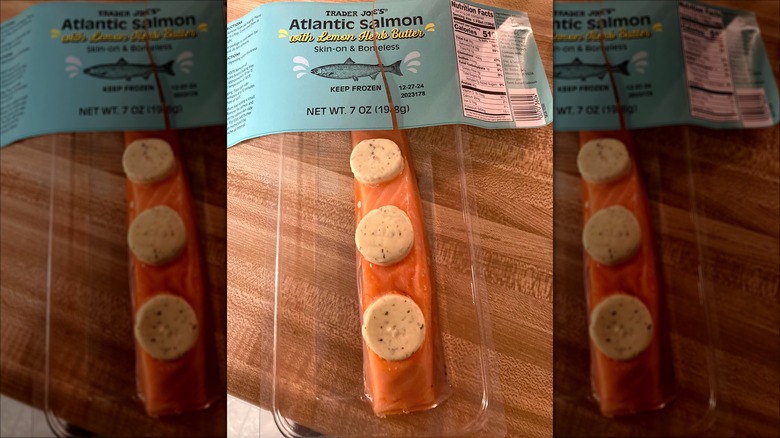 Package of Atlantic Salmon with Lemon Herb Butter from Trader Joe's