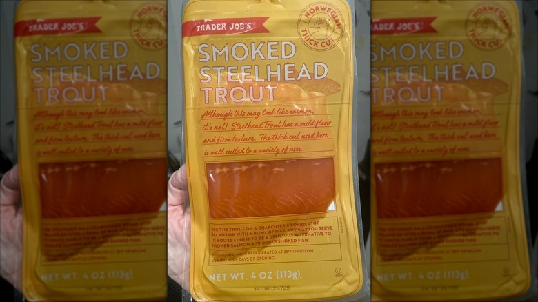 Package of smoked steelhead trout from Trader Joe's