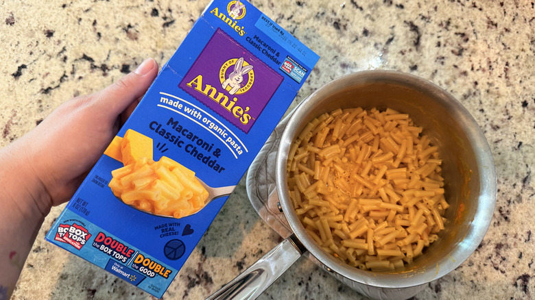 Box of Annie's and noodles in pot