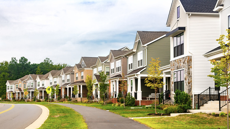 A row of similar looking houses in a new subdivision