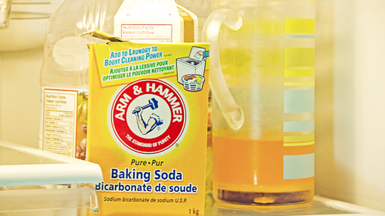 Box of baking soda in a fridge