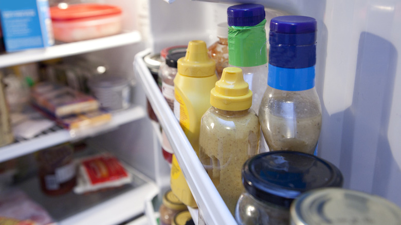 Condiments in fridge door