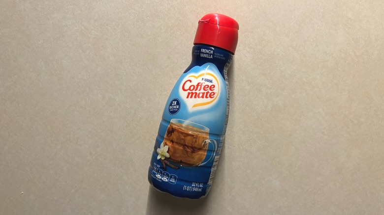 Coffee Mate French Vanilla Coffee Creamer bottle on counter