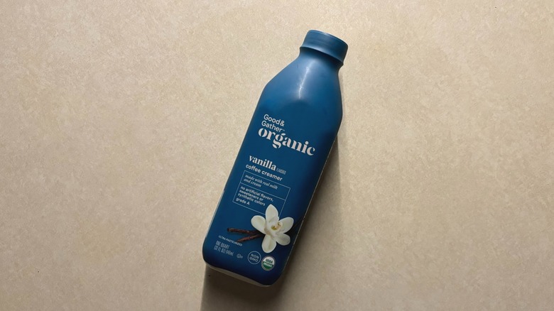 Good & Gather Organic Vanilla Coffee Creamer bottle on counter