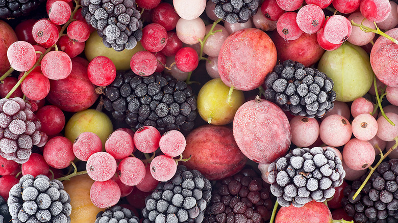 A variety of frozen fruit