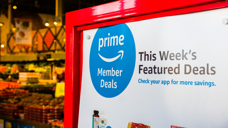 Board advertising weekly sales in a Whole Foods Market