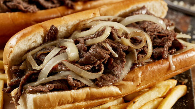 closeup classic philly cheesesteak
