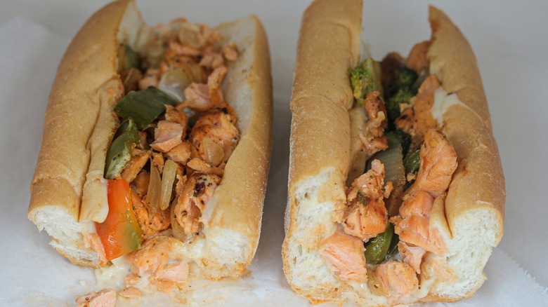 A salmon cheesesteak from Bella's