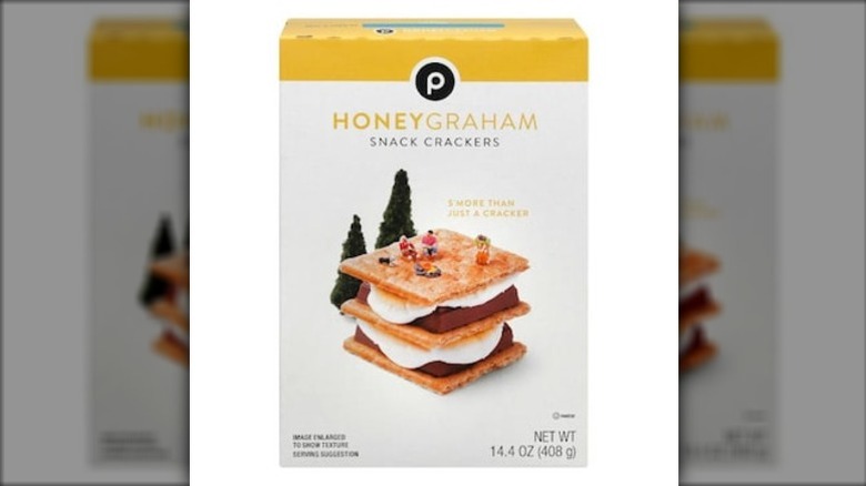 A box of Publix honey graham crackers on a white background.