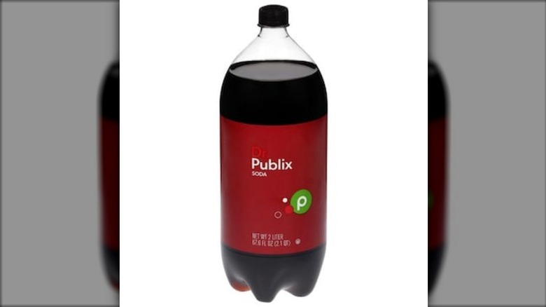 A two-liter bottle of Dr Publix soda on a white background.