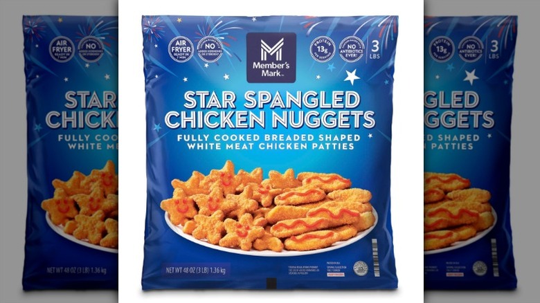 A package of Member's Mark Star Spangled Chicken Nuggets on a white background.