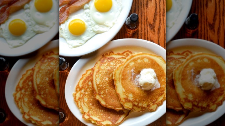 A stack of pancakes from Cracker Barrel.