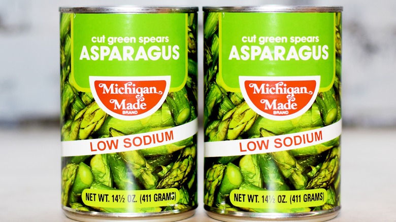 Cans of asparagus