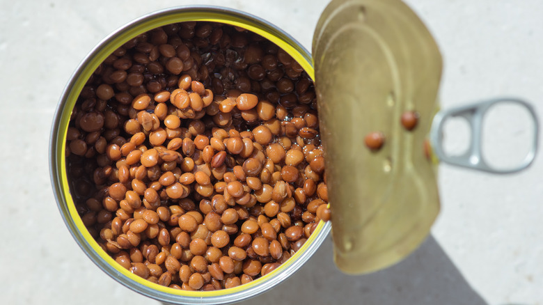 Open can of lentils