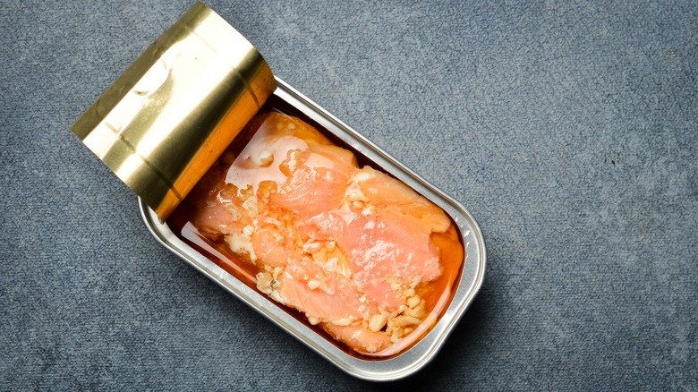 Open tin of salmon