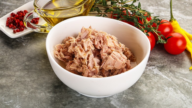 Bowl of canned tuna