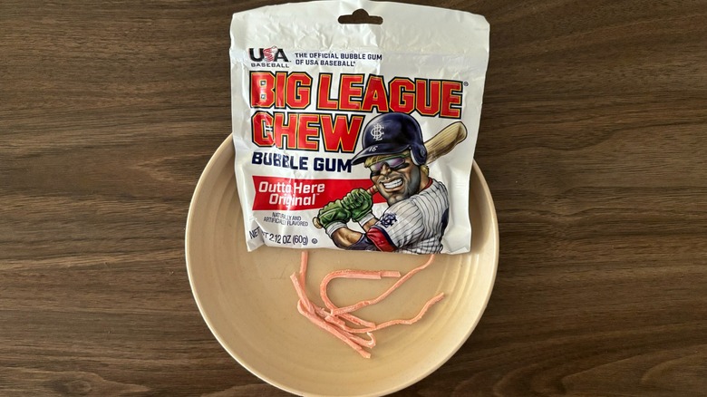 Ford Gum Original Big League Chew and pieces of gum on round beige plate