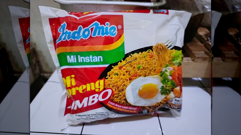 Package of Indomie mi goreng flavor fried noodles