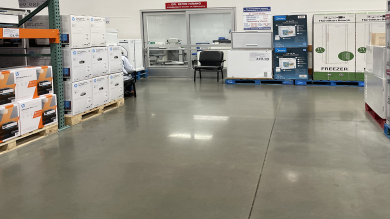 An optometrist setup in a Costco store