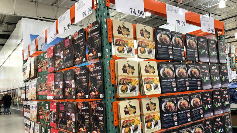 Restaurant gift cards inside a Costco store