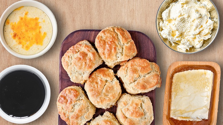 Biscuits with sorghum molasses cheese grits butter