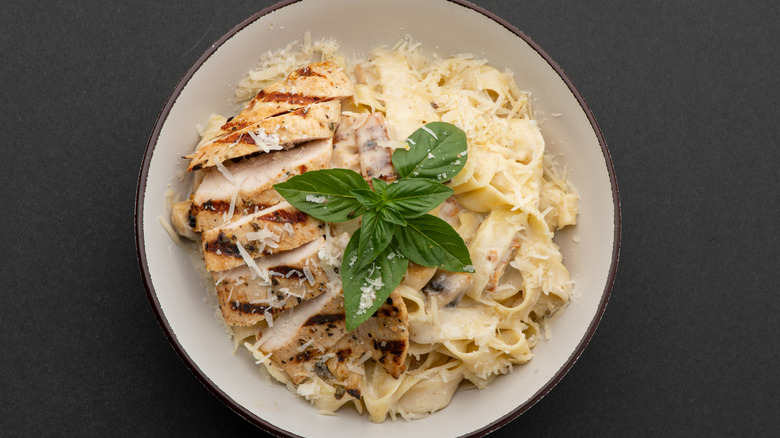 Plate of chicken fettuccine