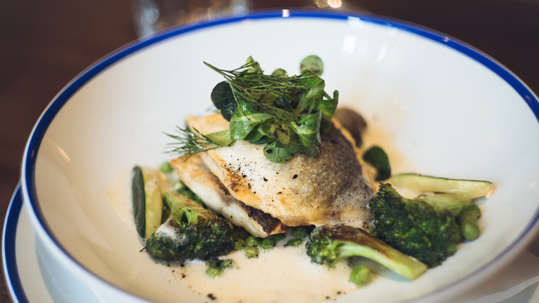 Fish dish at restaurant