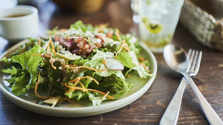 Salad on restaurant table