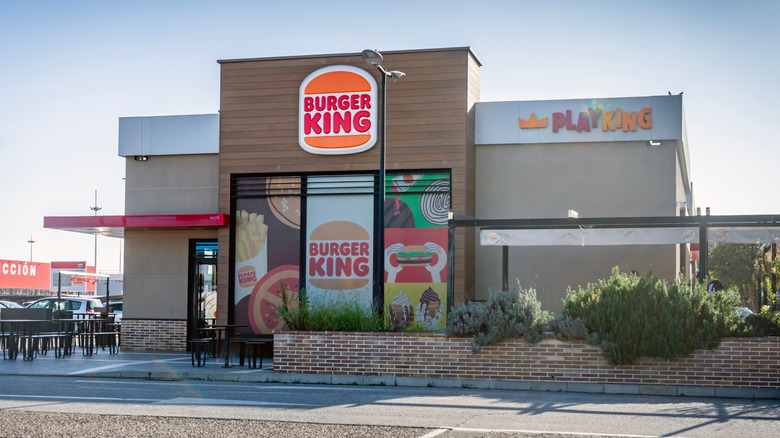 Burger King exterior with Play King on sunny day