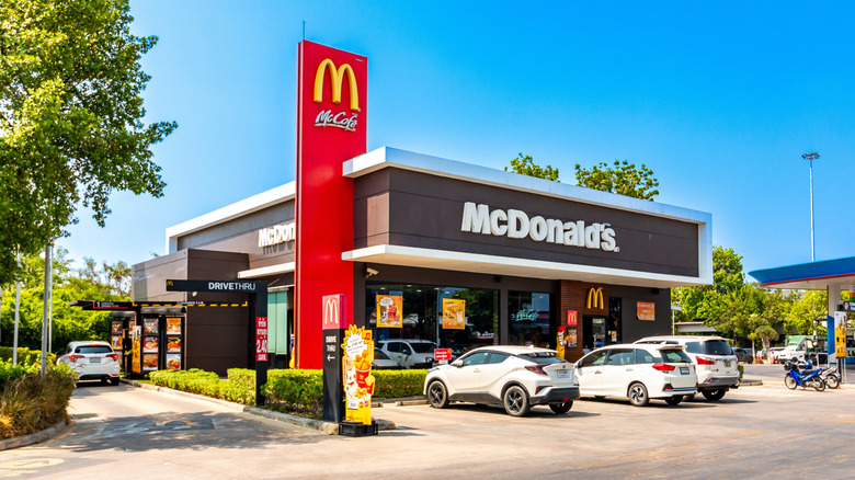 McDonald's storefront with drive-thru on sunny day