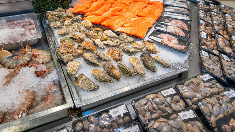 Seafood counter at store