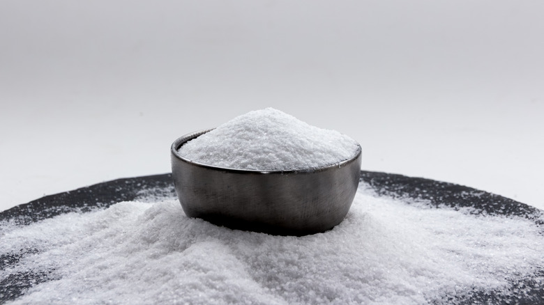 An overflowing bowl of salt