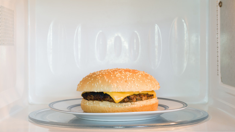 Burger in a microwave