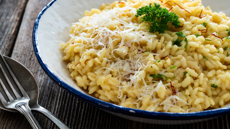 Risotto with fork and spoon