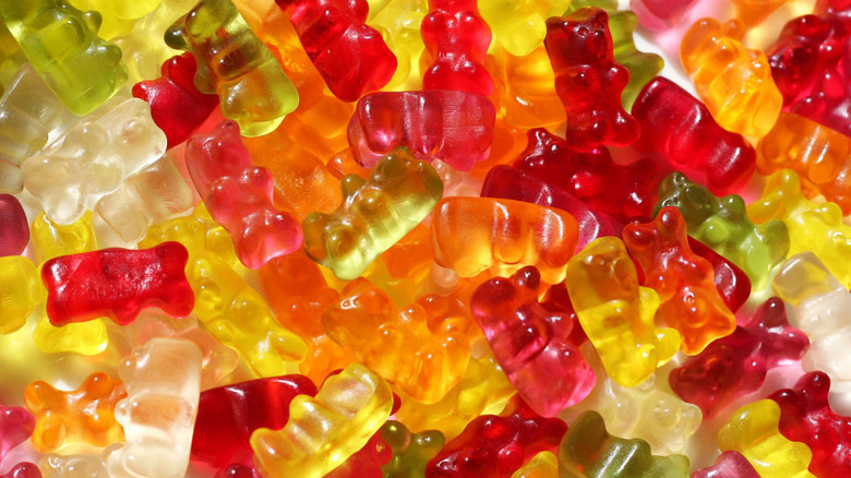 Pile of colorful gummy bears