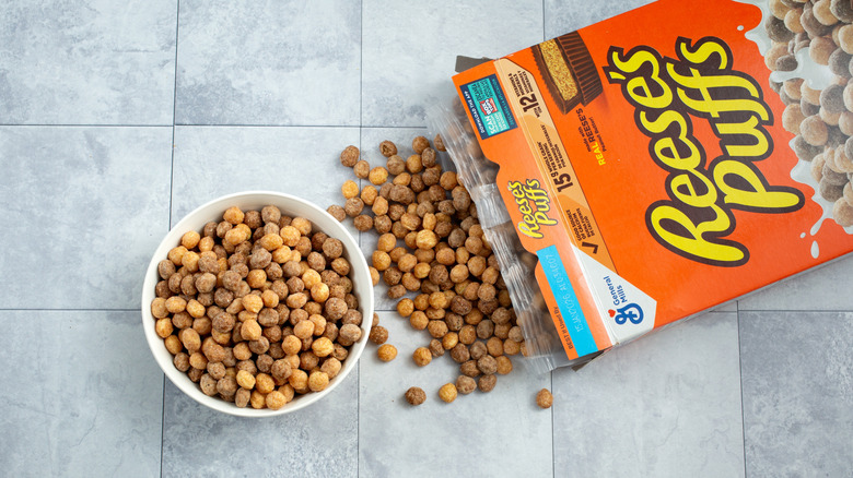 Reese's Puffs poured into a bowl