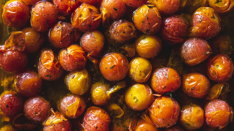 Close up of roasted cherry tomatoes