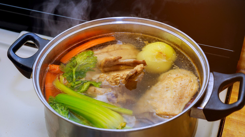 Broth ingredients in large pot