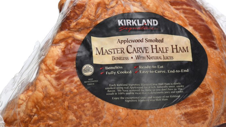 Vacuum sealed package of Kirkland applewood smoked ham