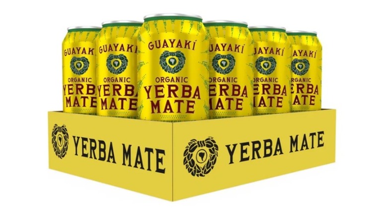 Yellow cans of Yerba Mate tea