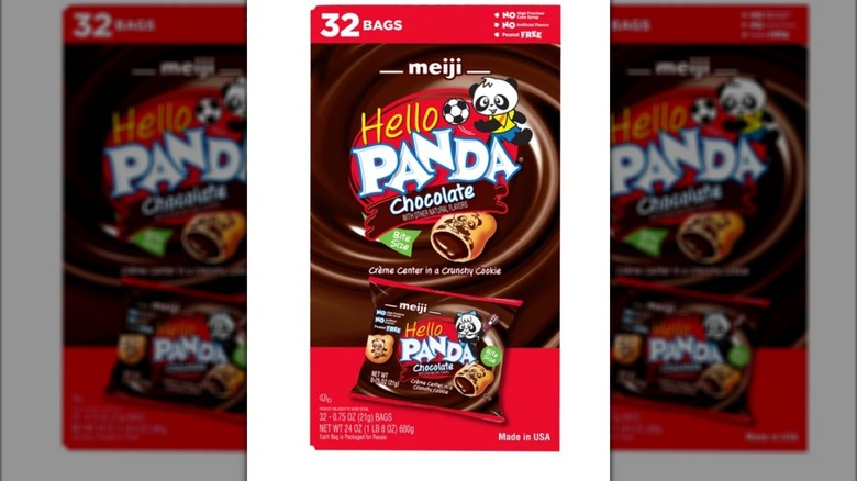 A box of Hello Panda chocolate cookie treats