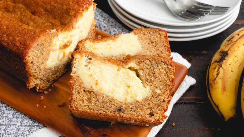 Cream cheese layer in banana bread