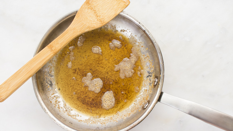 Brown butter in skillet