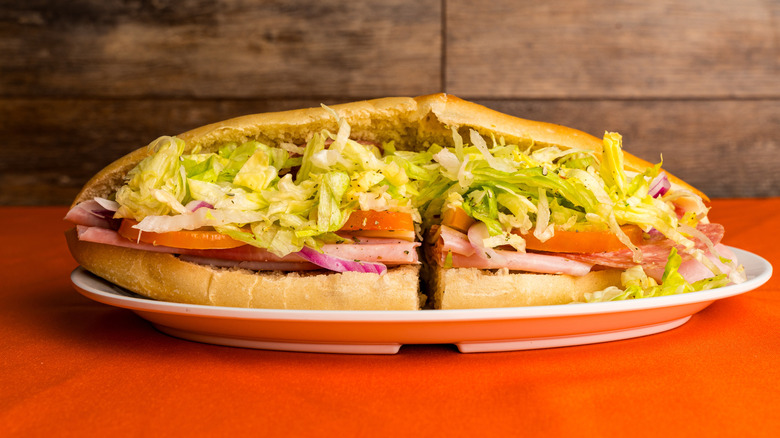 An Italian sub cut in half